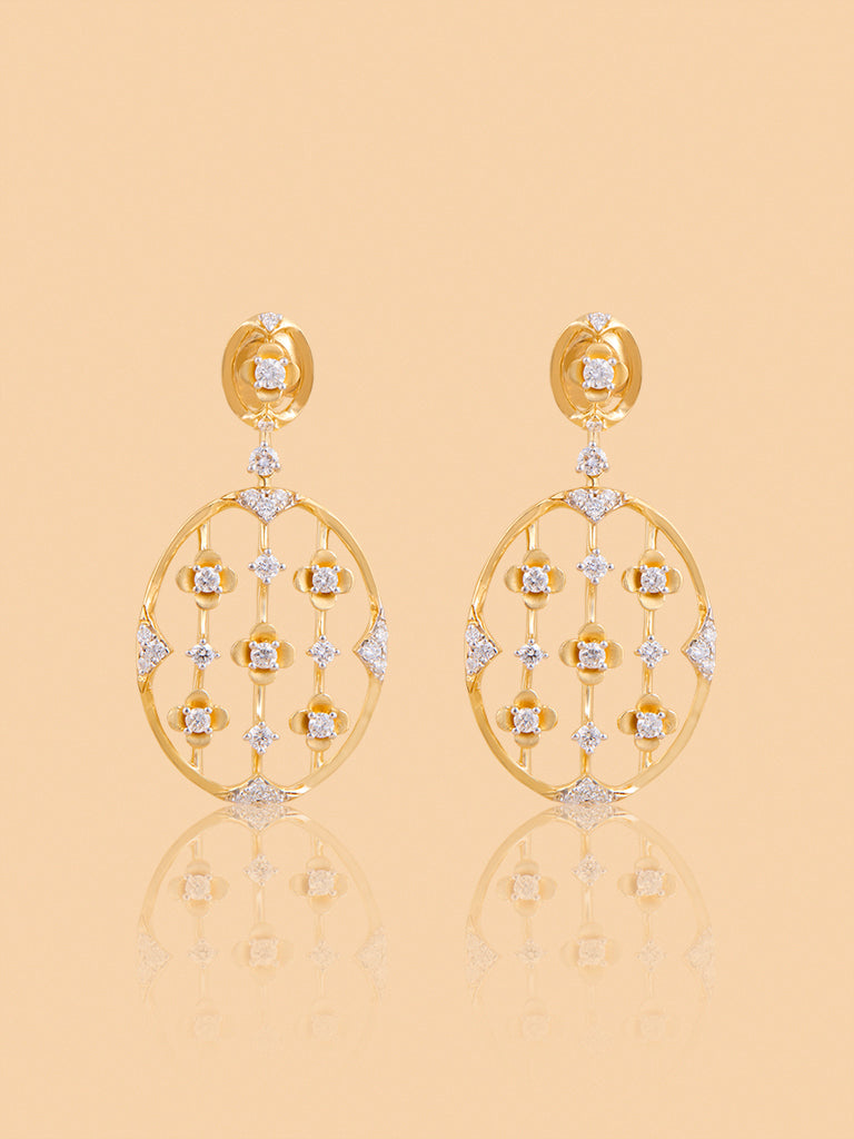 Oval Lab Diamond Earrings with Floral Detailing