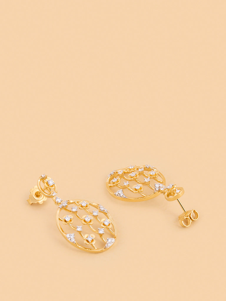 Oval Lab Diamond Earrings with Floral Detailing