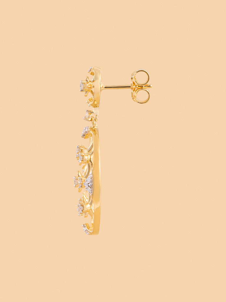 Oval Lab Diamond Earrings with Floral Detailing