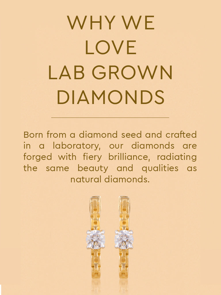 Link Huggie Earrings with Lab Diamond Accents