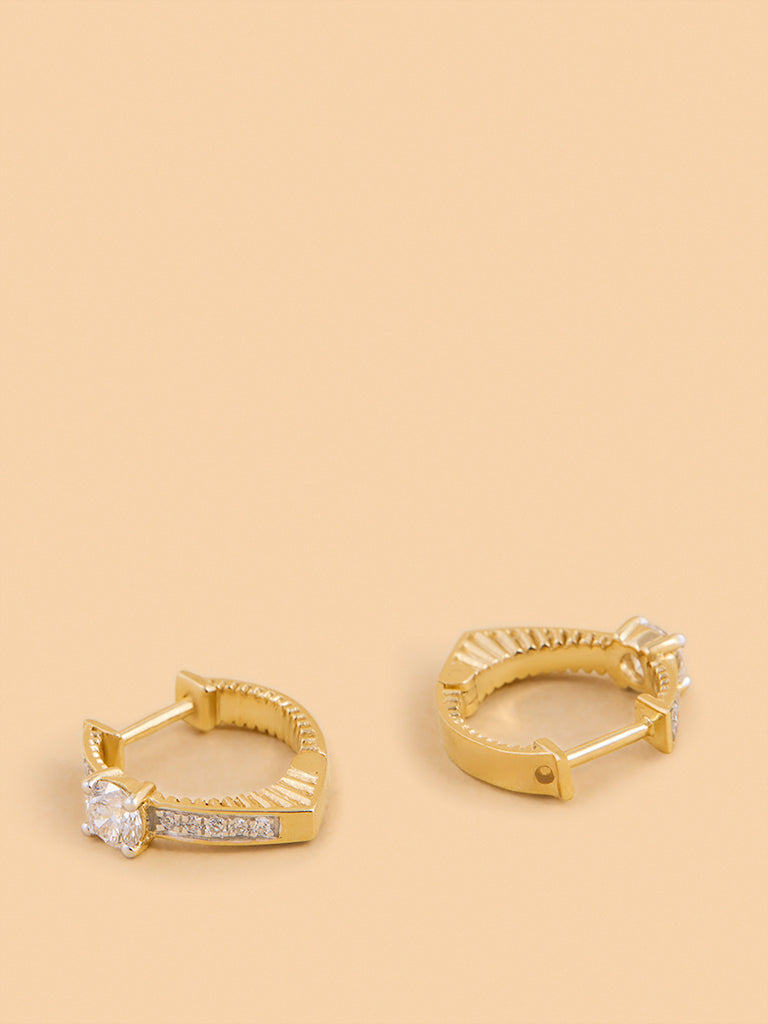 Teardrop Hoop Earrings with Lab Diamond Solitaire