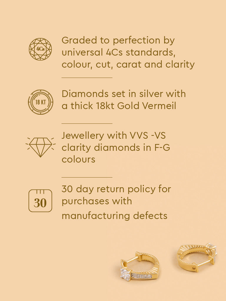 Teardrop Hoop Earrings with Lab Diamond Solitaire