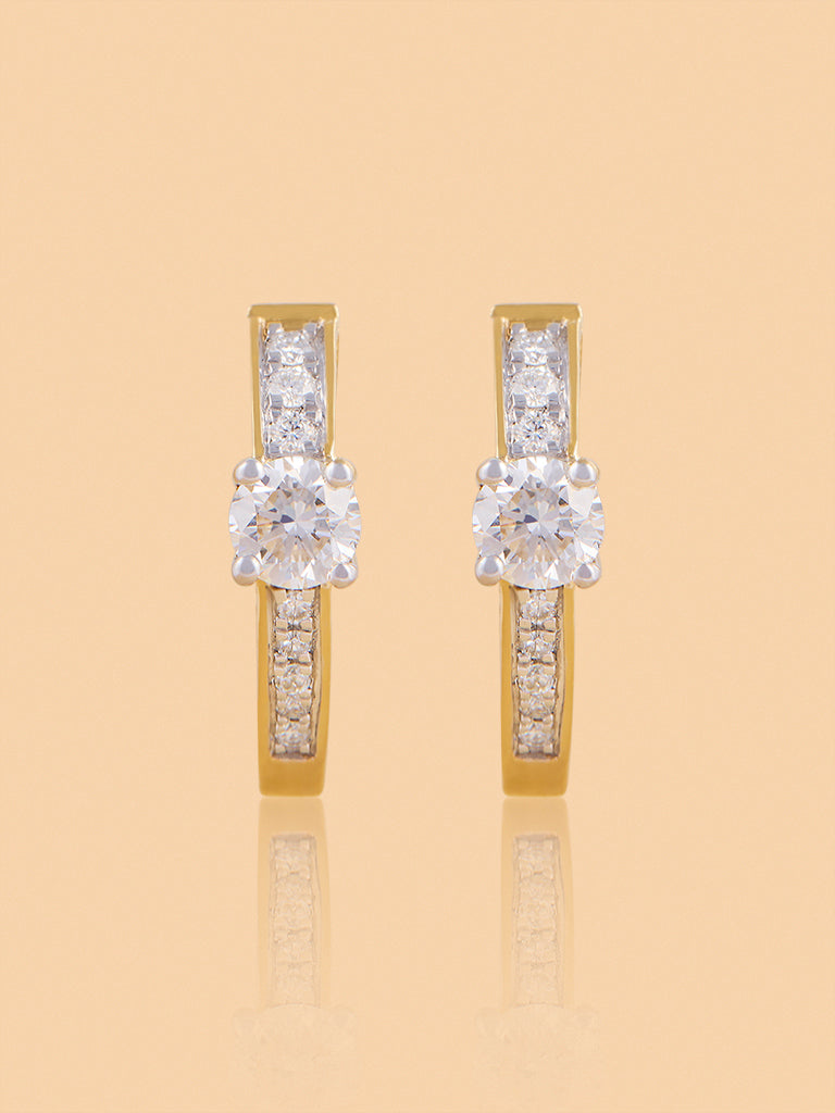 Teardrop Hoop Earrings with Lab Diamond Solitaire