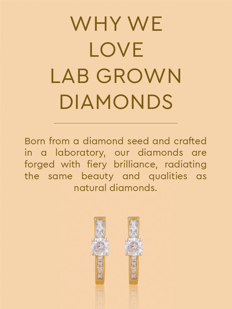 Teardrop Hoop Earrings with Lab Diamond Solitaire