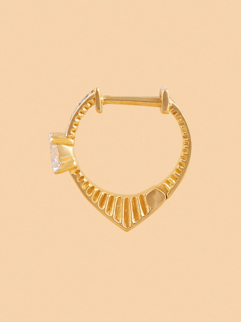 Teardrop Hoop Earrings with Lab Diamond Solitaire