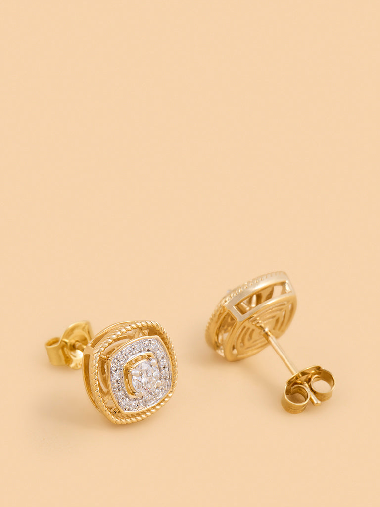 Rope Detailing in Cushion Lab Diamond Earrings