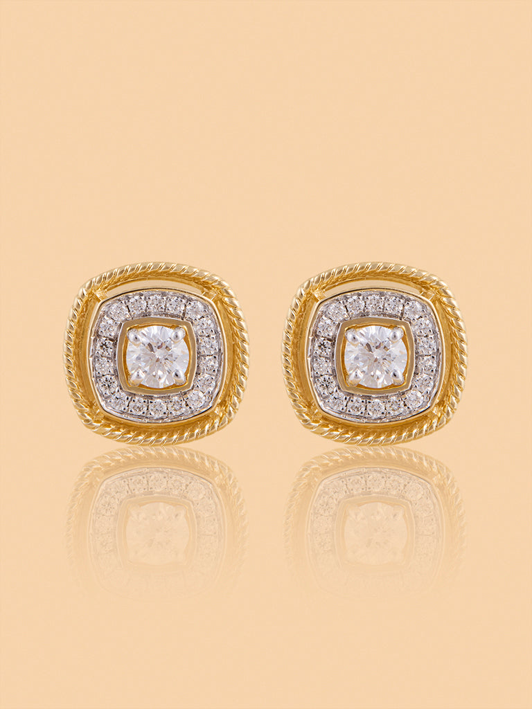 Rope Detailing in Cushion Lab Diamond Earrings