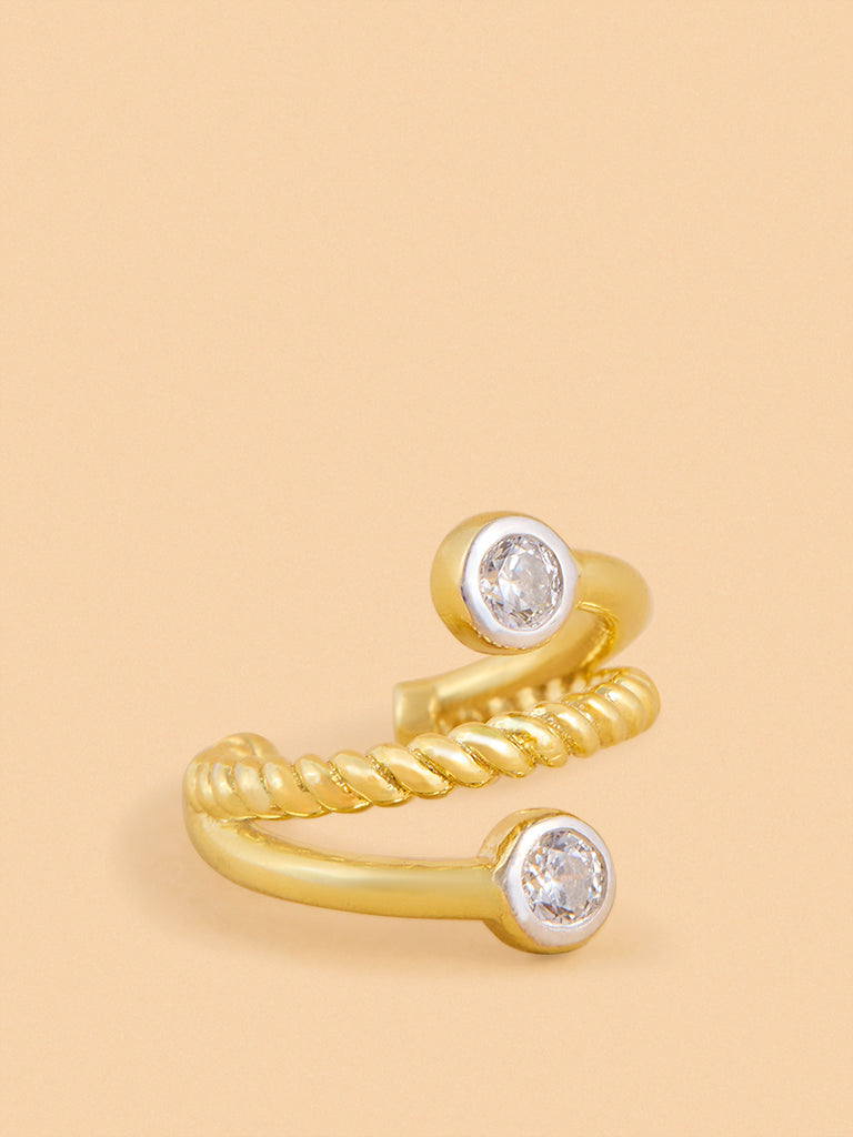 Stacked Lab Diamond in Twisted Ear Cuff