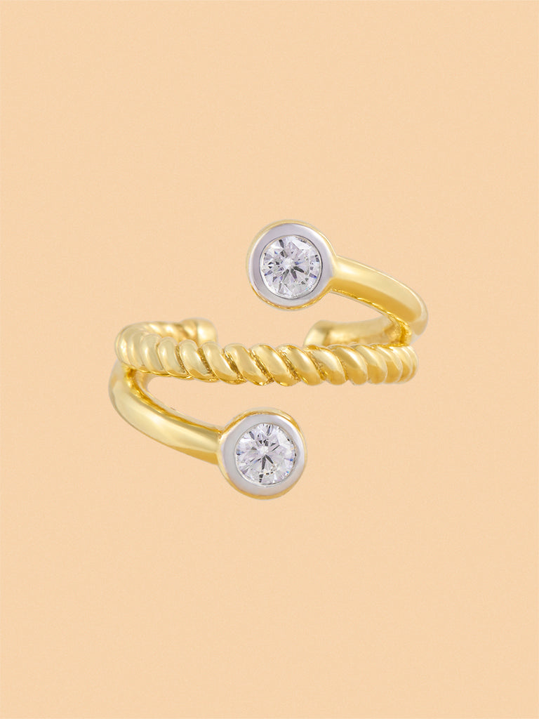Stacked Lab Diamond in Twisted Ear Cuff