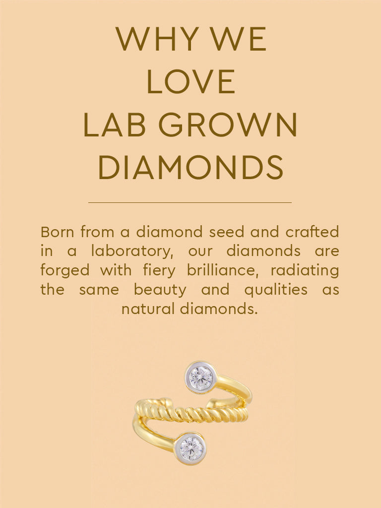 Stacked Lab Diamond in Twisted Ear Cuff