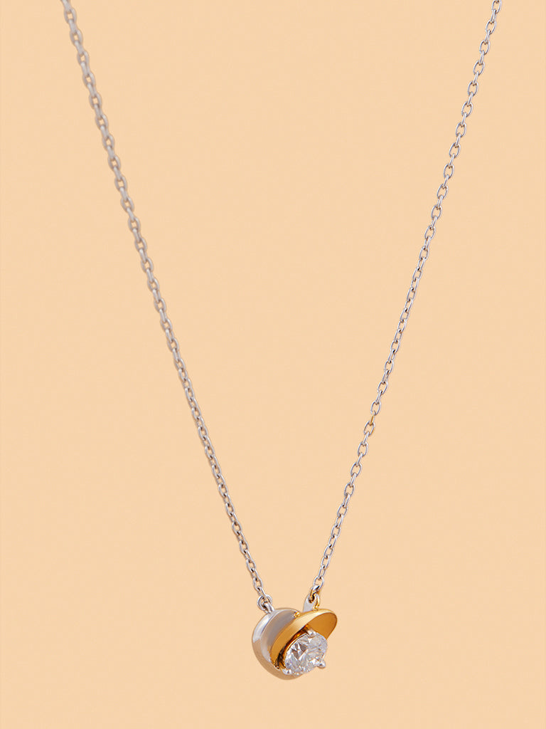Dual Tone Heart Gold Plated Lab Diamond Necklace