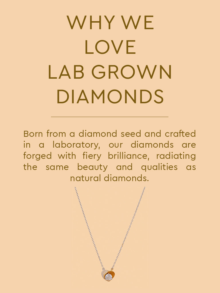 Dual Tone Heart Gold Plated Lab Diamond Necklace