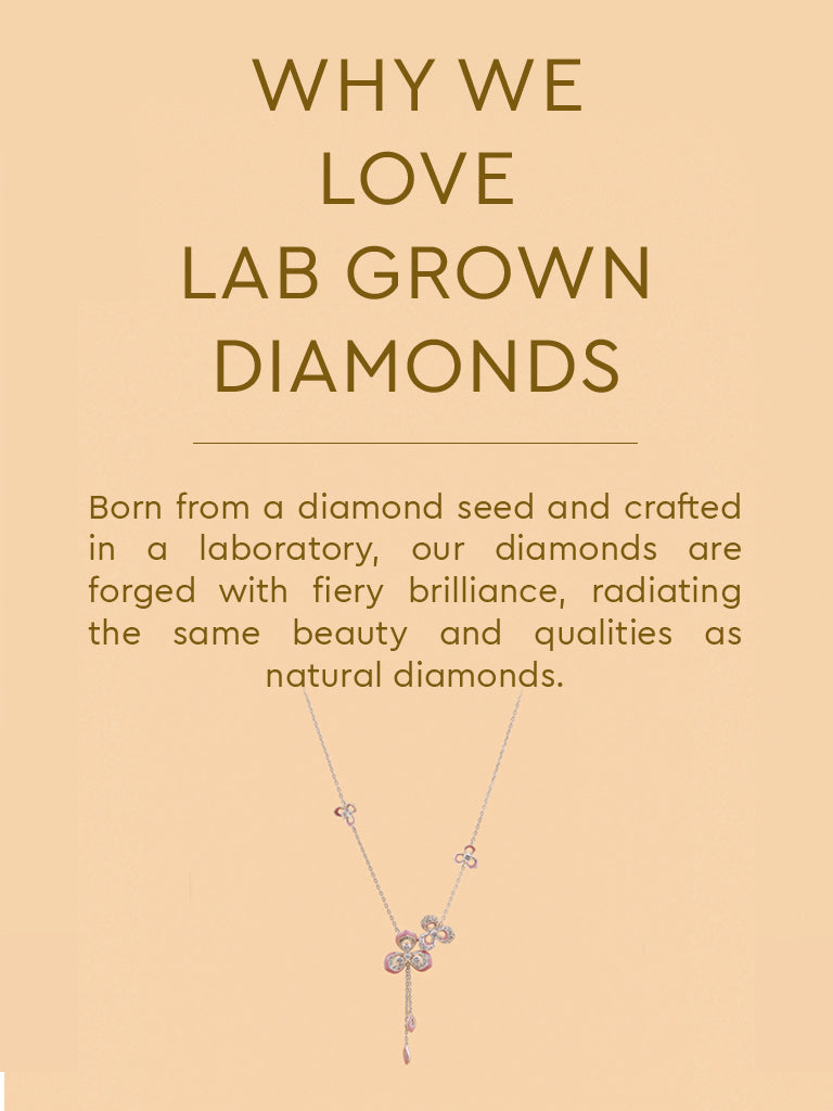 Pink Floral Set Lab Diamond Drop Necklace