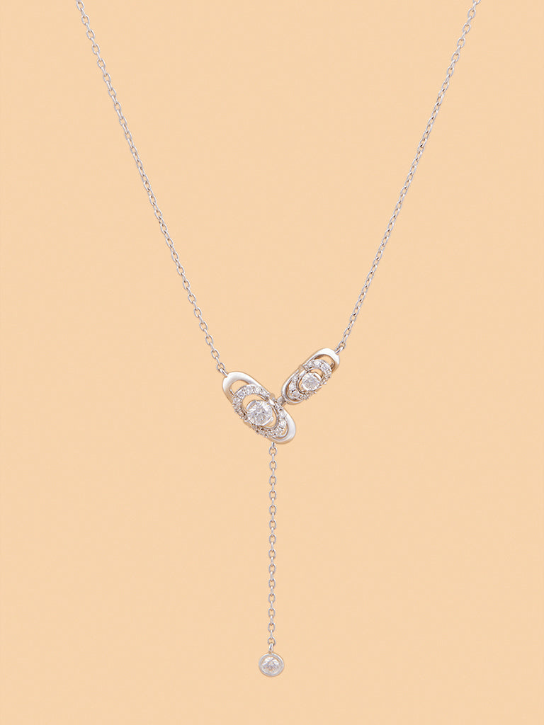 Oval Chain with Dual Lab Diamond Charm Necklace