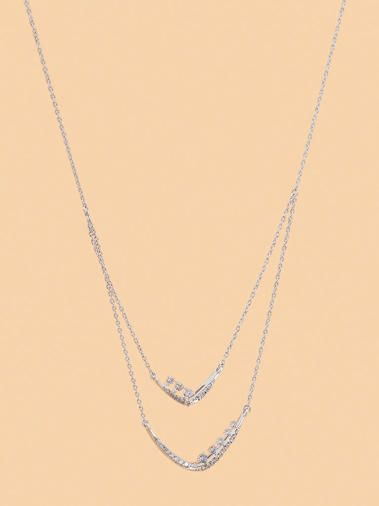 Layered Bead Detailed Lab Diamond Necklace