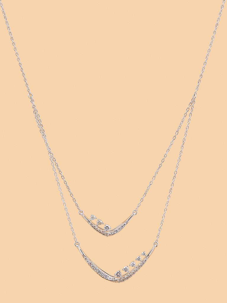 Layered Bead Detailed Lab Diamond Necklace