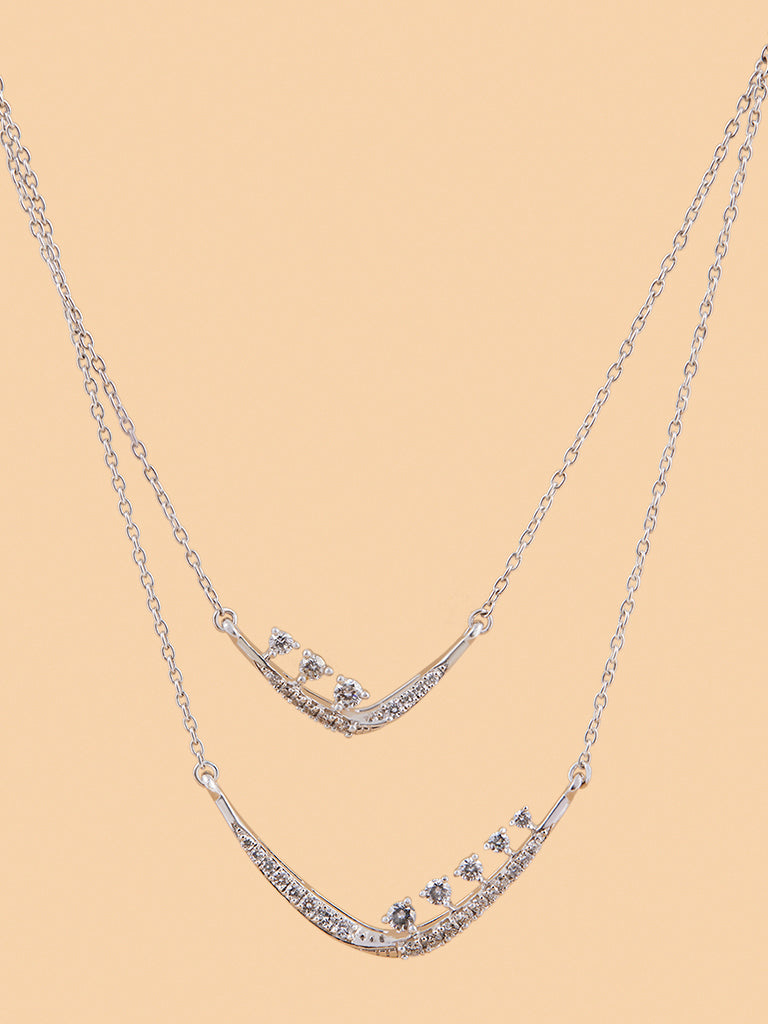 Layered Bead Detailed Lab Diamond Necklace
