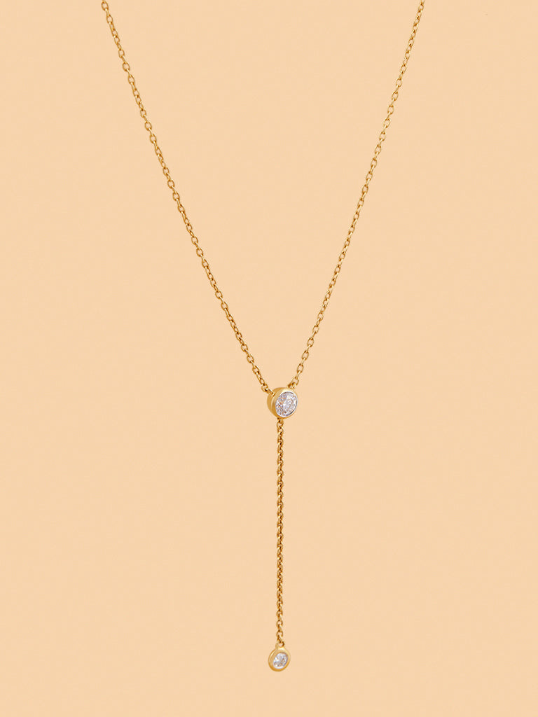 Sleek Y-Chain Necklace with Lab Diamond
