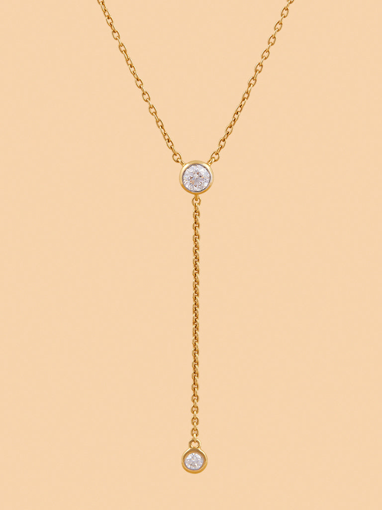 Sleek Y-Chain Necklace with Lab Diamond
