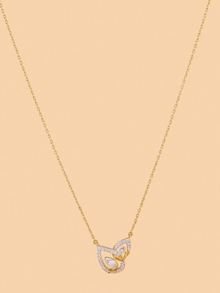 Elegant Teardrop Gold Plated Lab Diamond Necklace