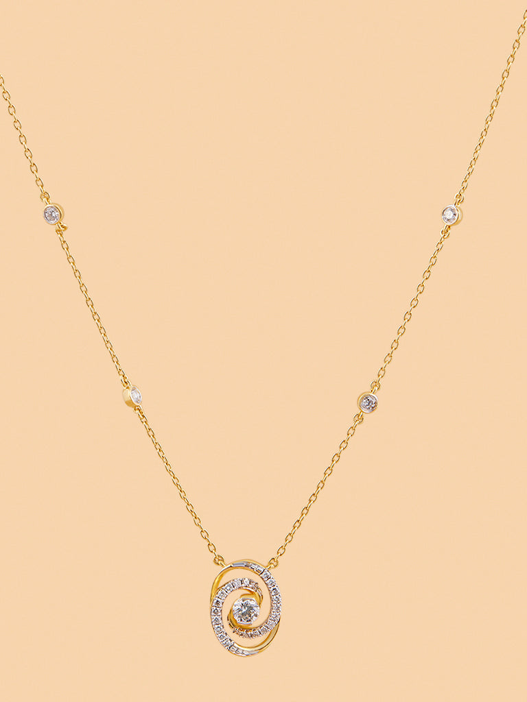 Dual Spiral Lab Diamond Pendant Necklace