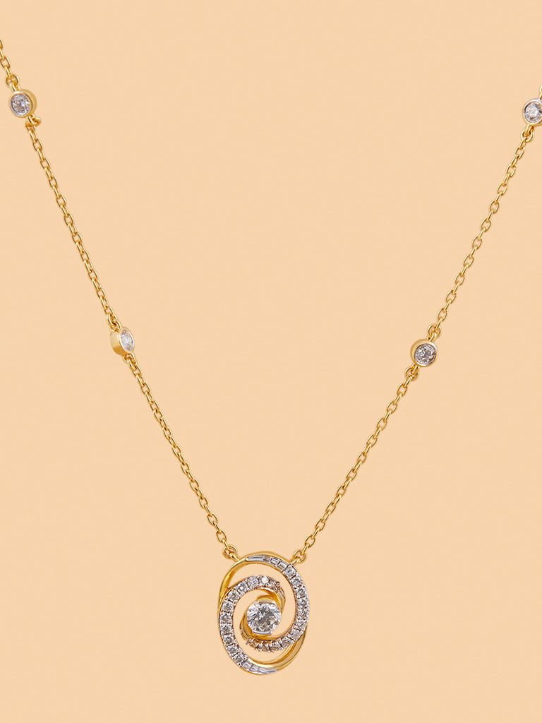 Dual Spiral Lab Diamond Pendant Necklace