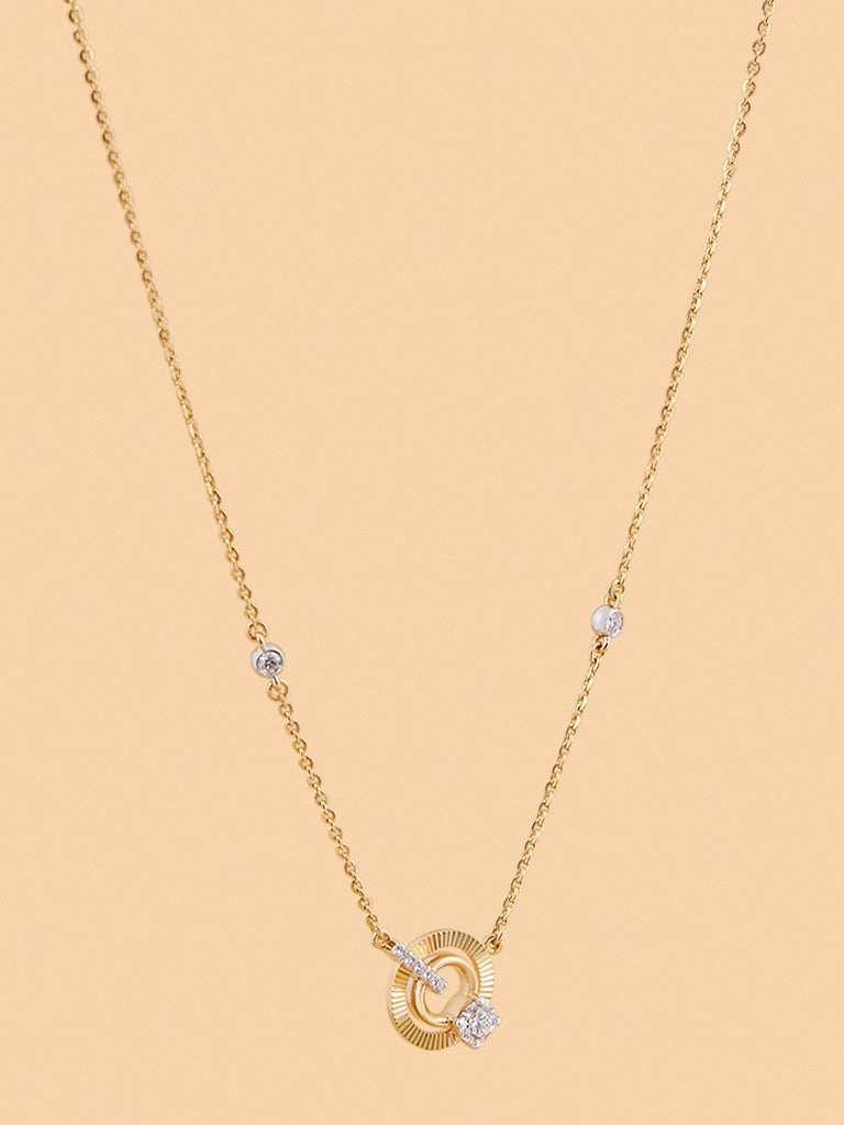 Dual Circle Lab Diamond Pendant Necklace