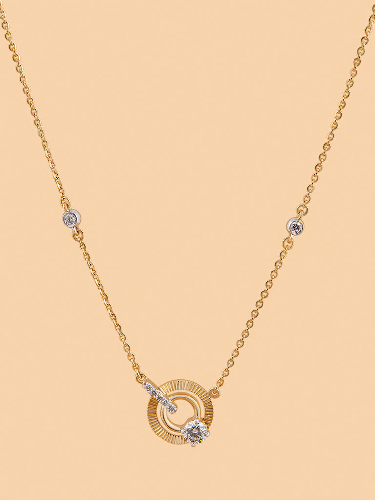 Dual Circle Lab Diamond Pendant Necklace