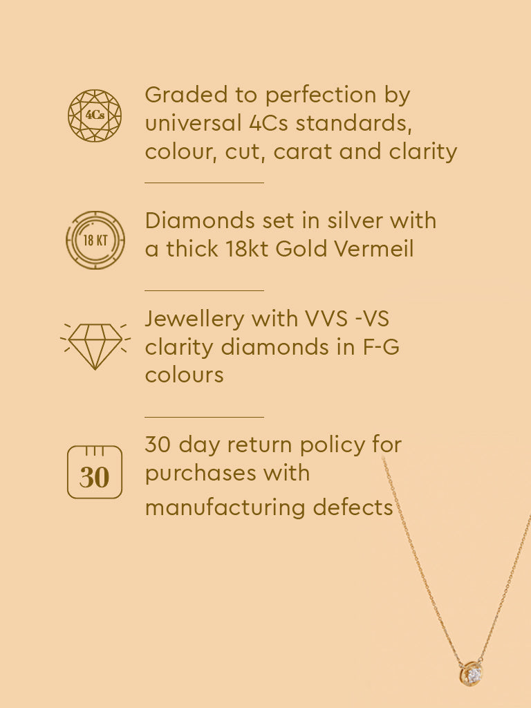 Round Halo Solitaire Gold Plated Lab Diamond Necklace