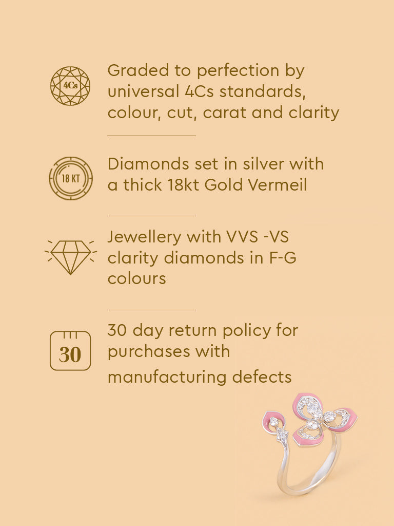 Pink Floral Lab Diamond Ring