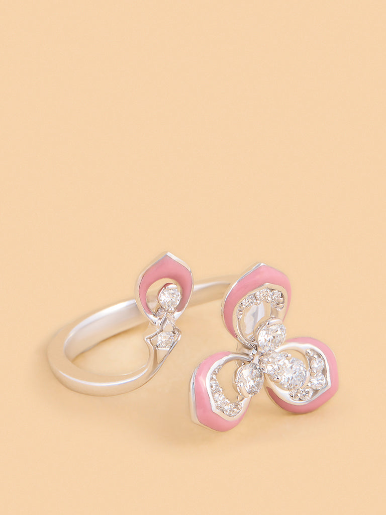 Pink Floral Lab Diamond Ring