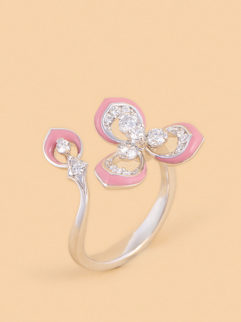 Pink Floral Lab Diamond Ring