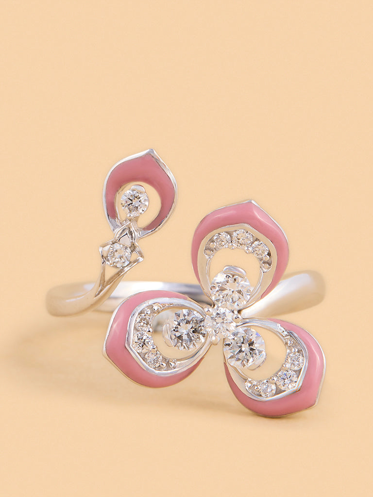 Pink Floral Lab Diamond Ring