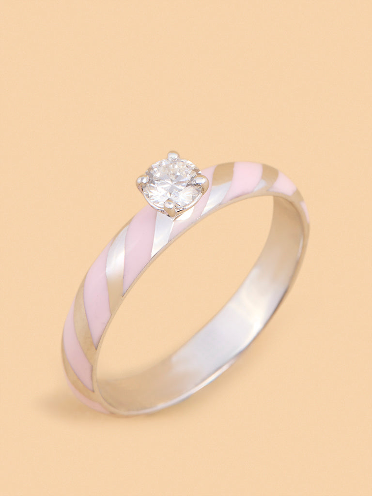Pink Swirl Lab Diamond Ring