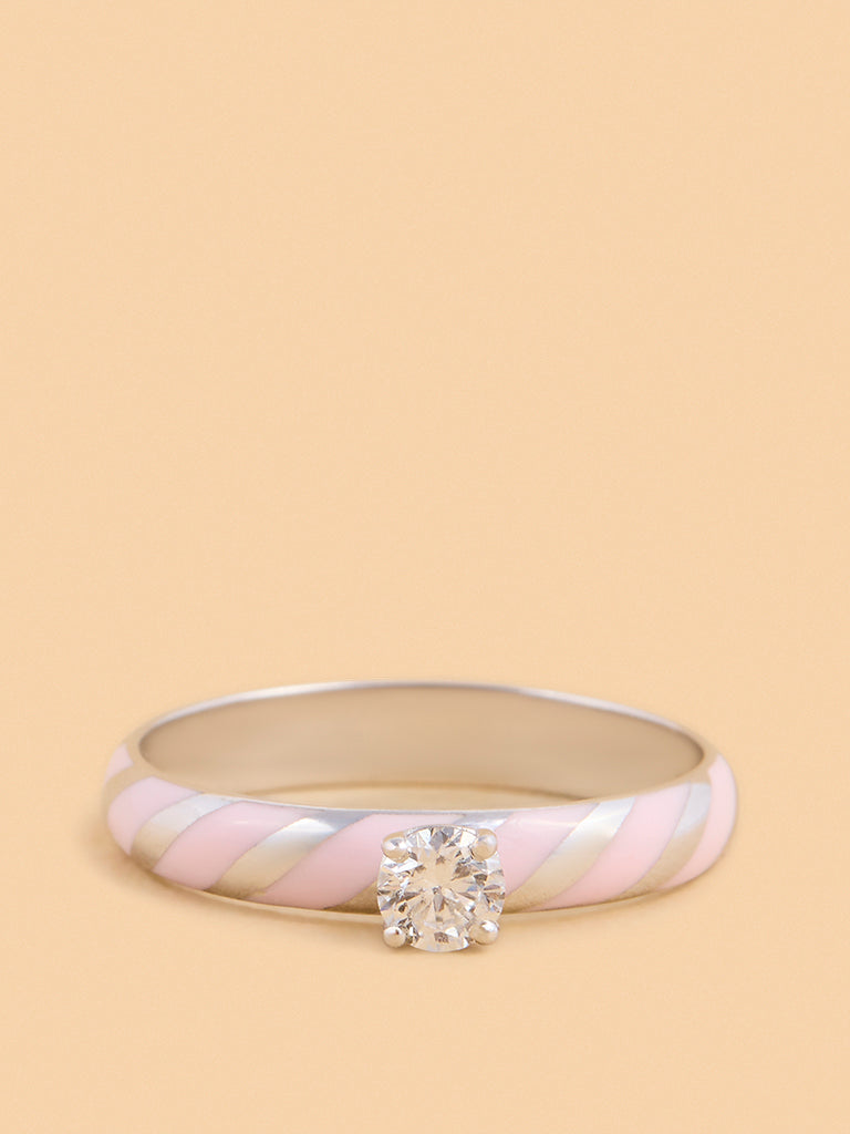 Pink Swirl Lab Diamond Ring