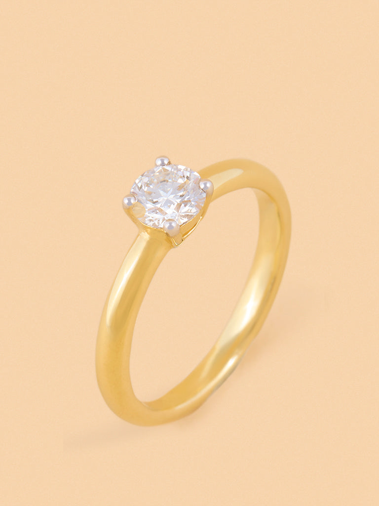 Brilliant Gold Plated Lab Diamond Solitaire Ring