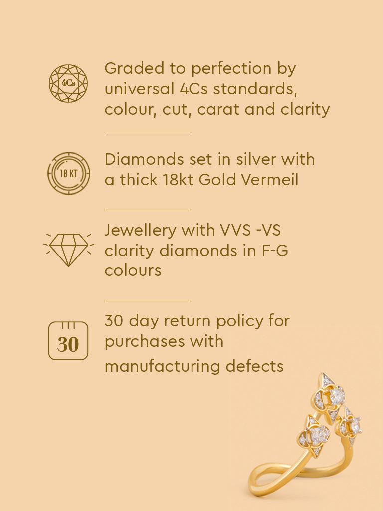 Flower Trio Lab Diamond Ring