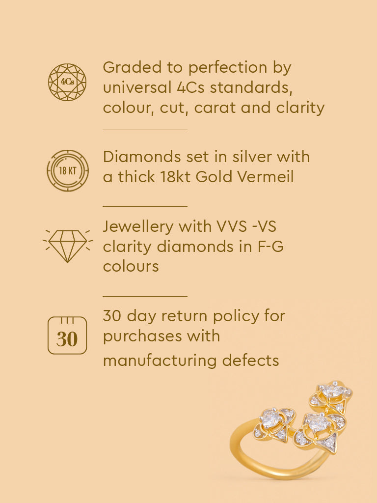Flower Trio Lab Diamond Ring