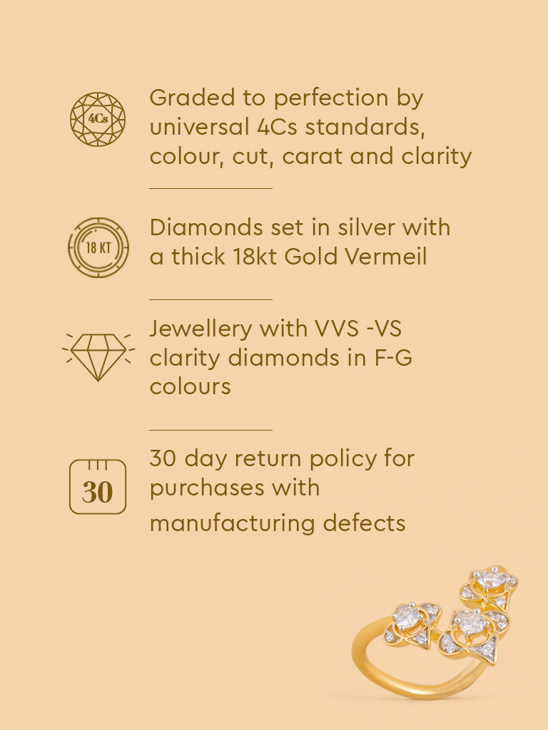 Flower Trio Lab Diamond Ring
