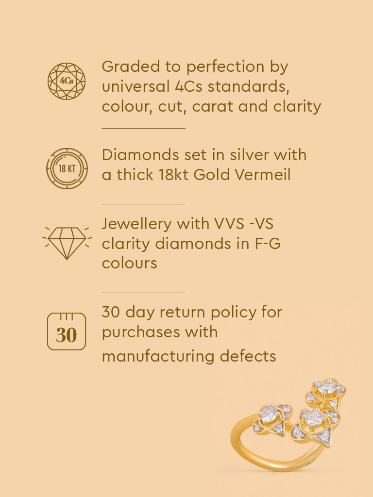 Flower Trio Lab Diamond Ring