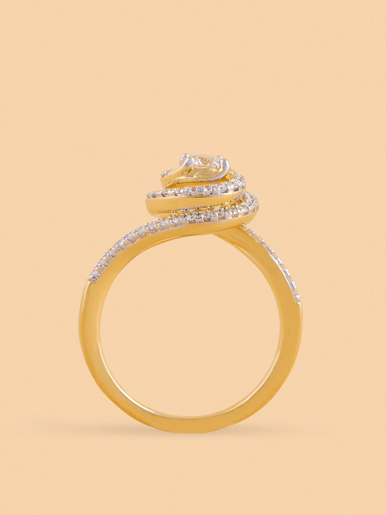 Spiral Swirl Gold Plated Lab Diamond Solitaire Ring