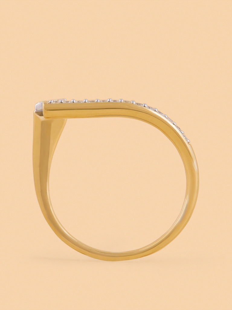 Edgy Gold Plated Lab Diamond Solitaire Ring