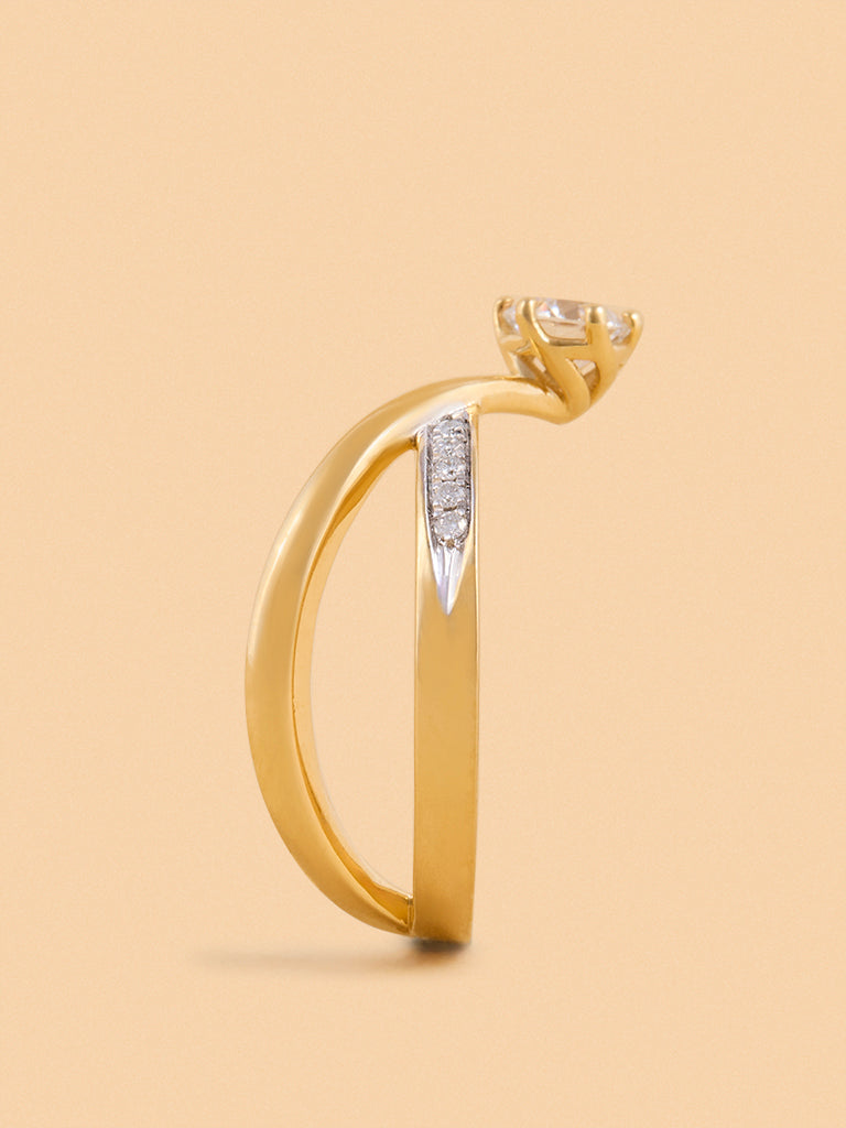 Classic Comet Gold Plated Lab Diamond Solitaire Ring