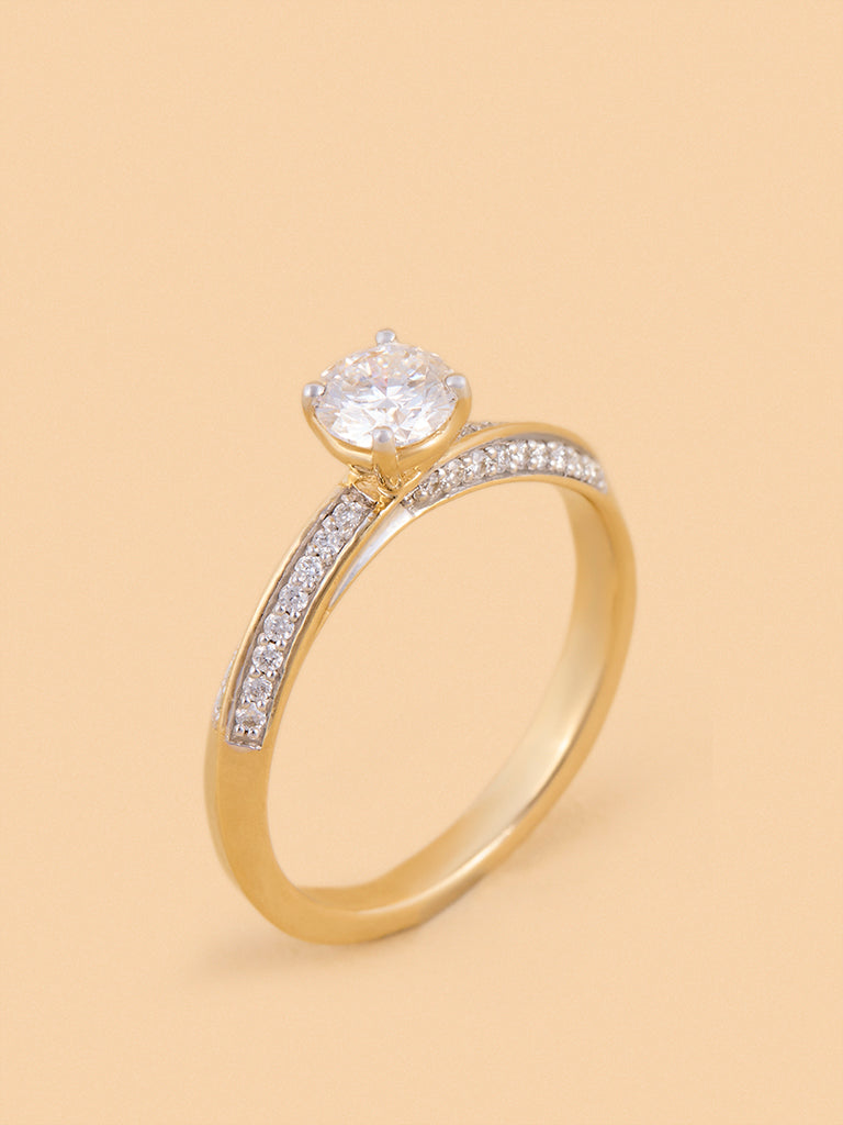Radiant Round Gold Plated Lab Diamond Solitaire Ring