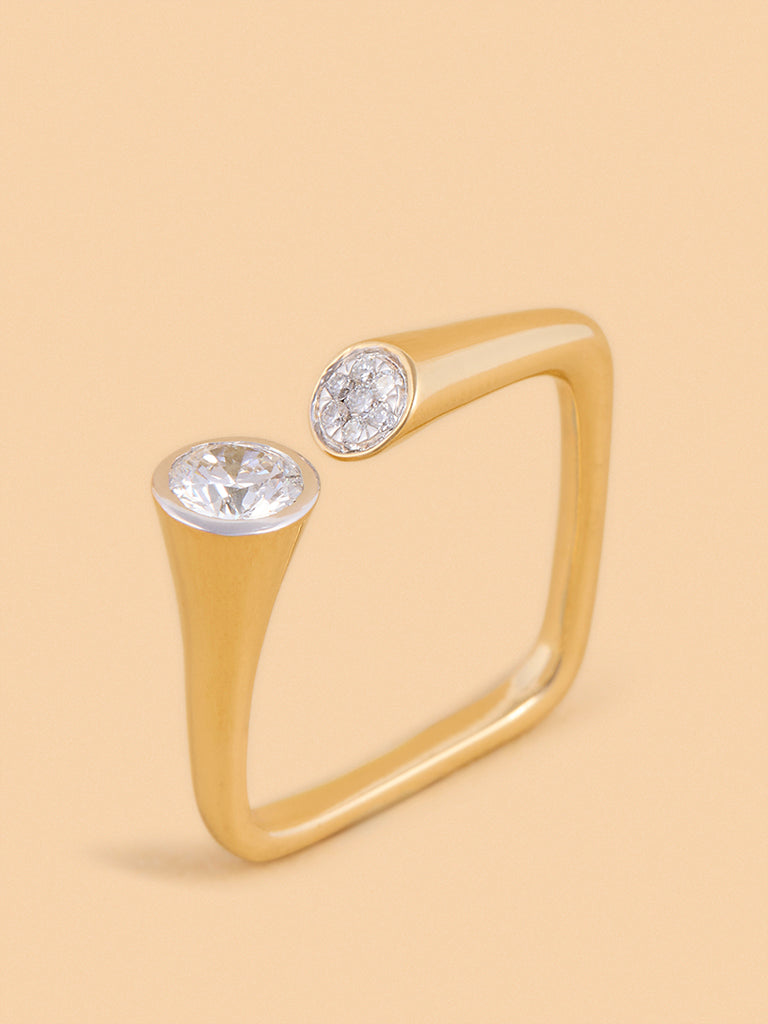 Elegant Twin Gold Plated Lab Diamond Ring