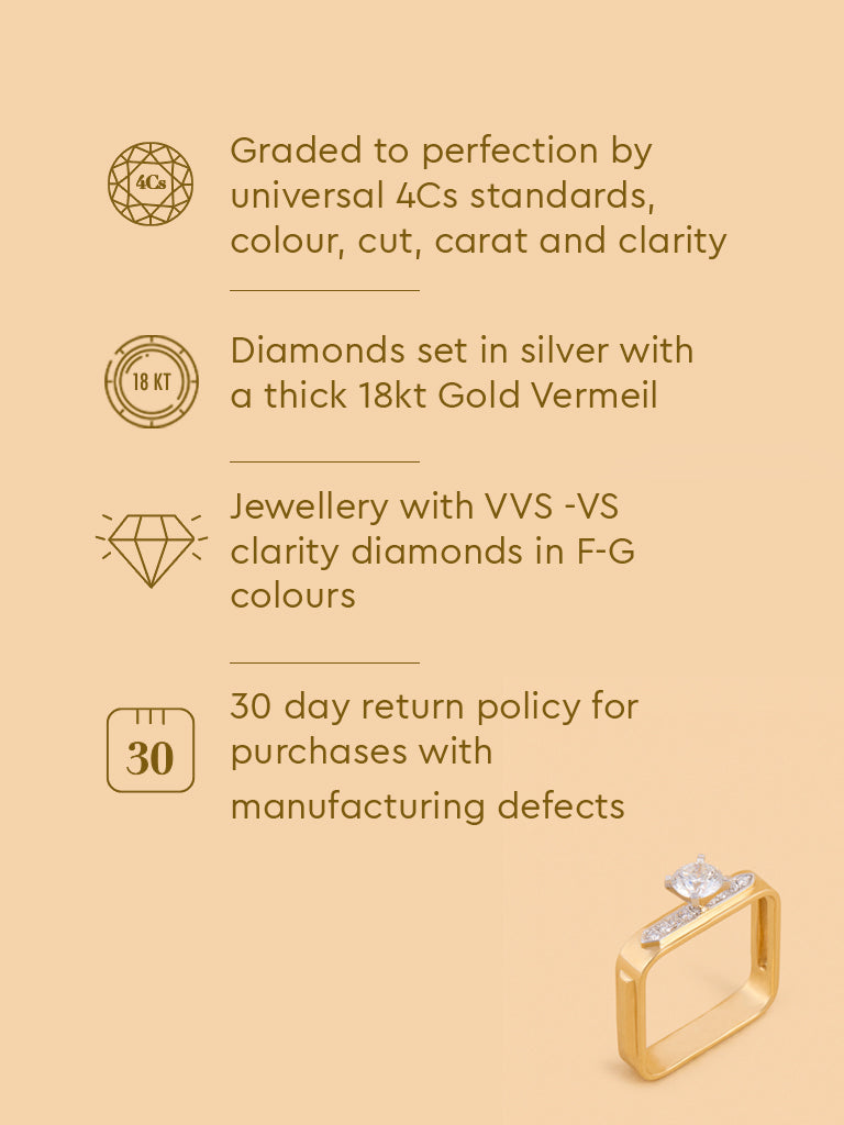 Bold Square Lab Diamond Solitaire Ring