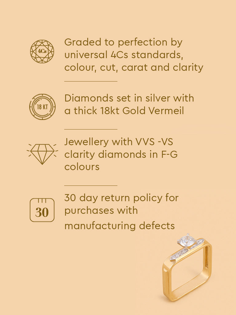 Bold Square Lab Diamond Solitaire Ring