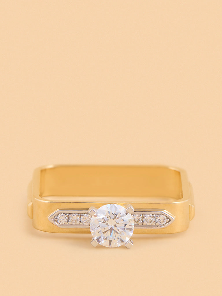 Bold Square Lab Diamond Solitaire Ring