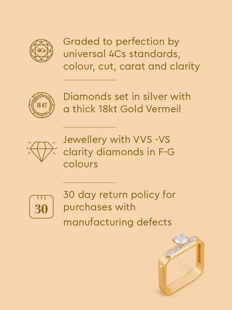 Bold Square Lab Diamond Solitaire Ring