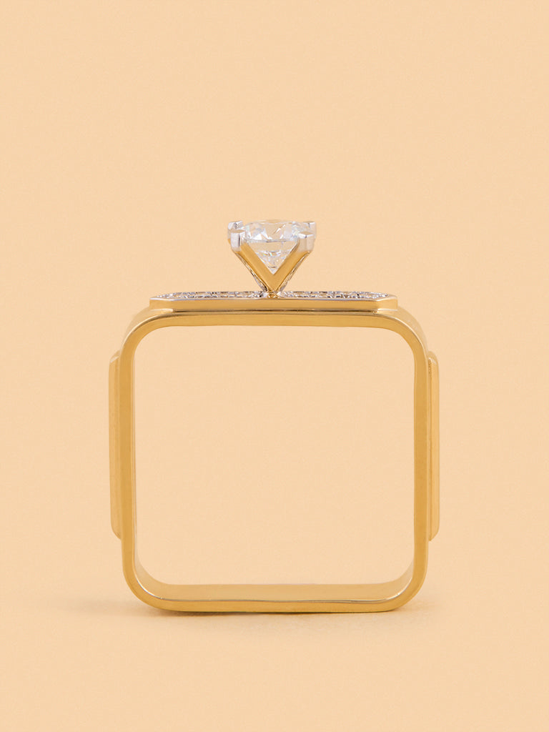 Bold Square Lab Diamond Solitaire Ring